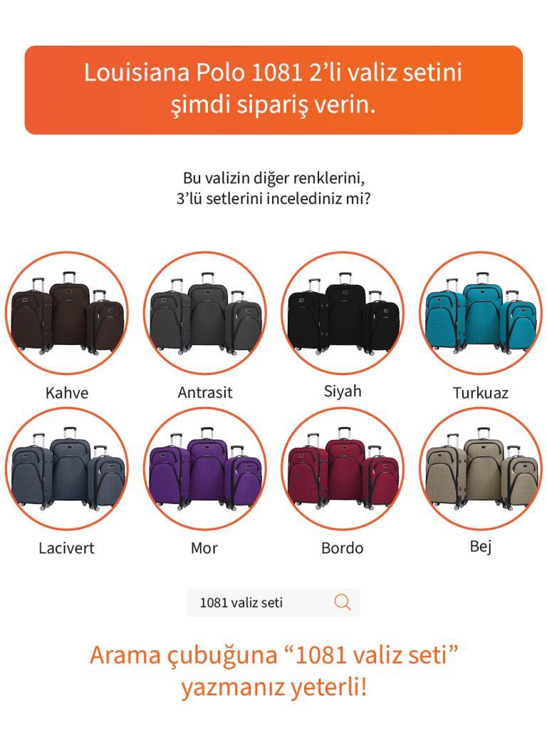 Orta ve Kabin Boy Valiz Seti 4 Teker Kumaş Valiz Saks Mavi 1081