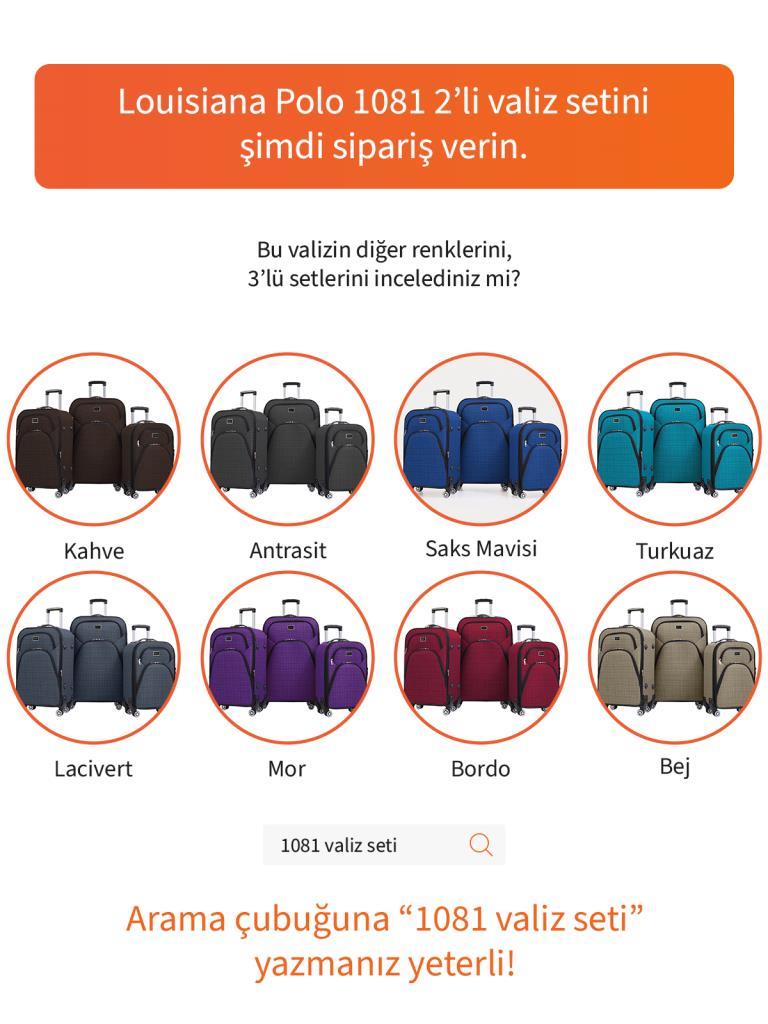 Orta ve Kabin Boy Valiz Seti 4 Teker Kumaş Valiz Siyah 1081