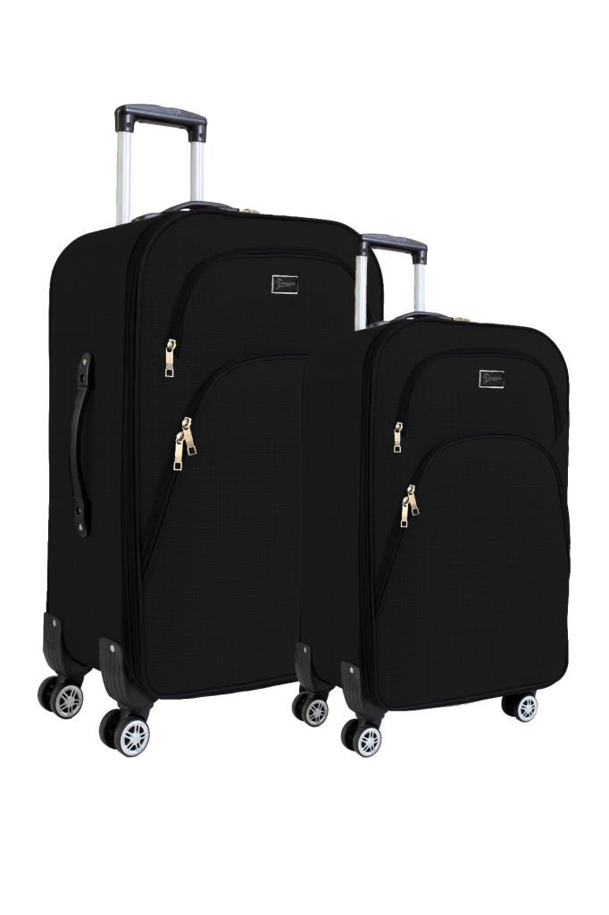 Orta ve Kabin Boy Valiz Seti 4 Teker Kumaş Valiz Siyah 1081