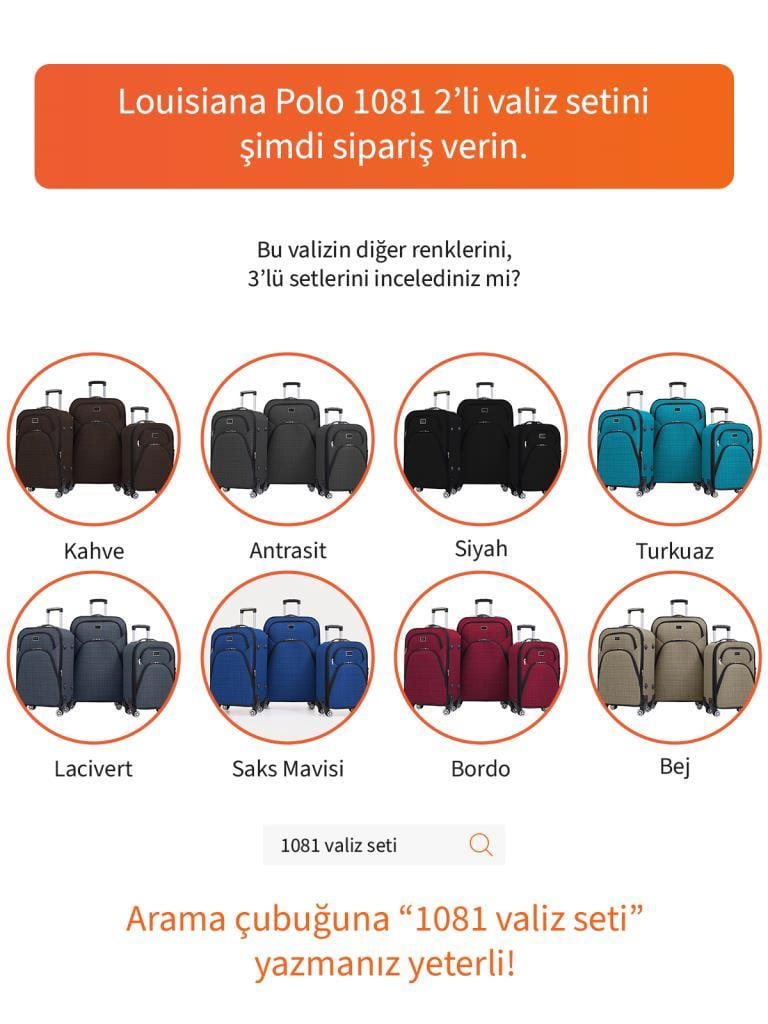 Orta ve Kabin Boy Valiz Seti 4 Teker Kumaş Valiz Mor 1081