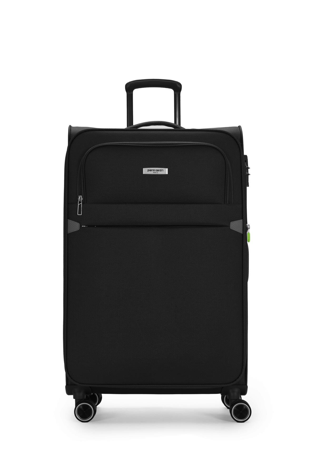 Pierre Cardin 2'li Valiz Seti Büyük Ve Kabin Boy Lüx Kumaş Valiz Siyah 04pc6000