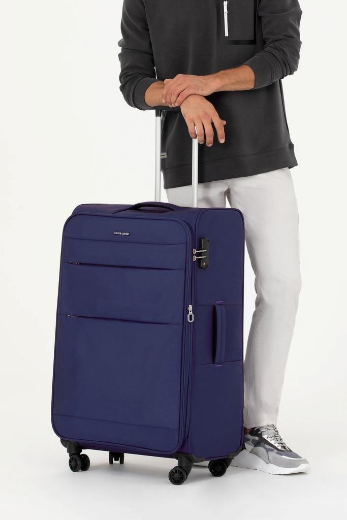 Pierre Cardin 3'lü Valiz Seti Lüx Kumaş Valiz Lacivert 04pc4200