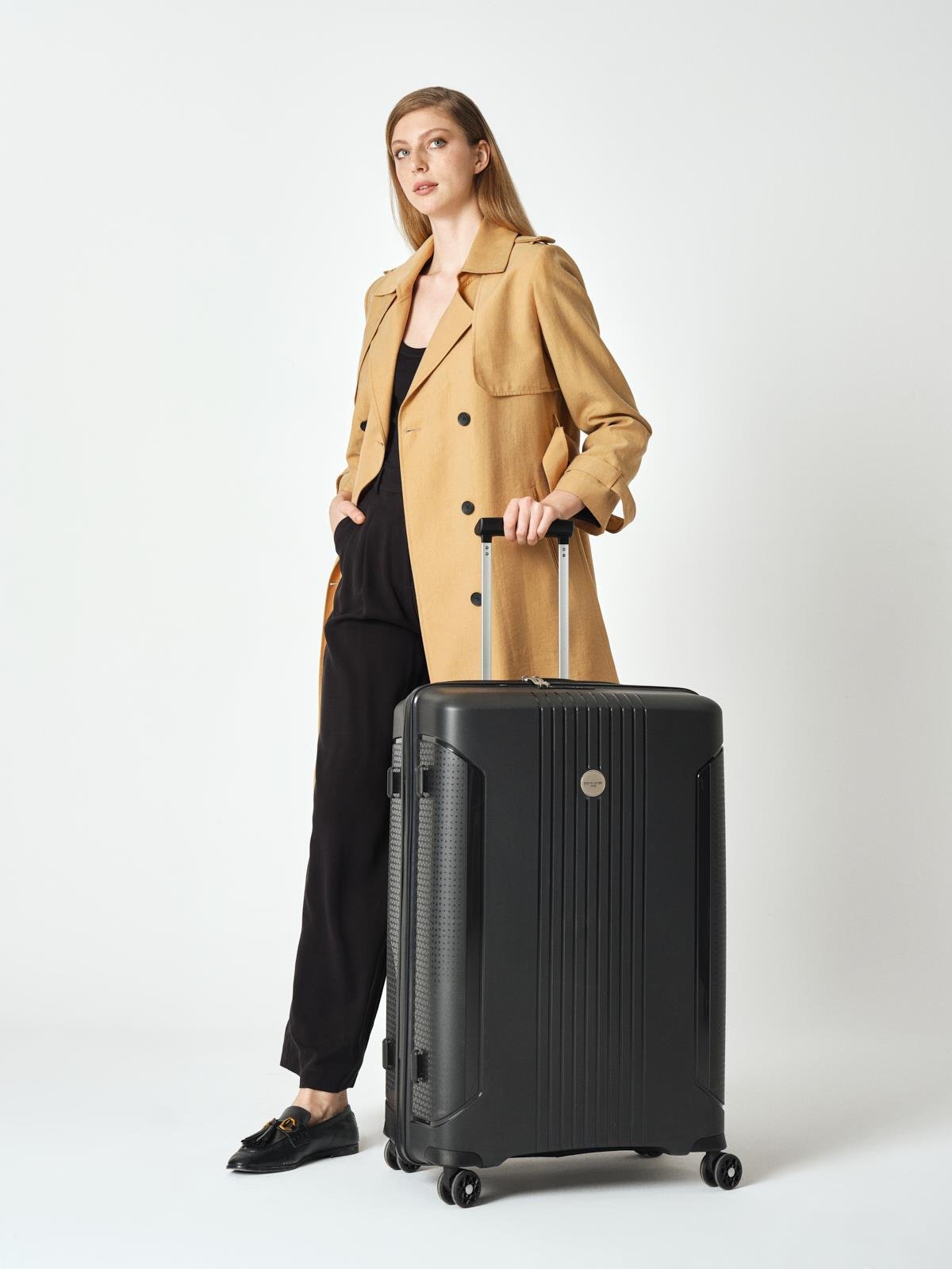 Pierre Cardin Büyük Boy %100 Polipropilen Valiz Siyah 04PC7060