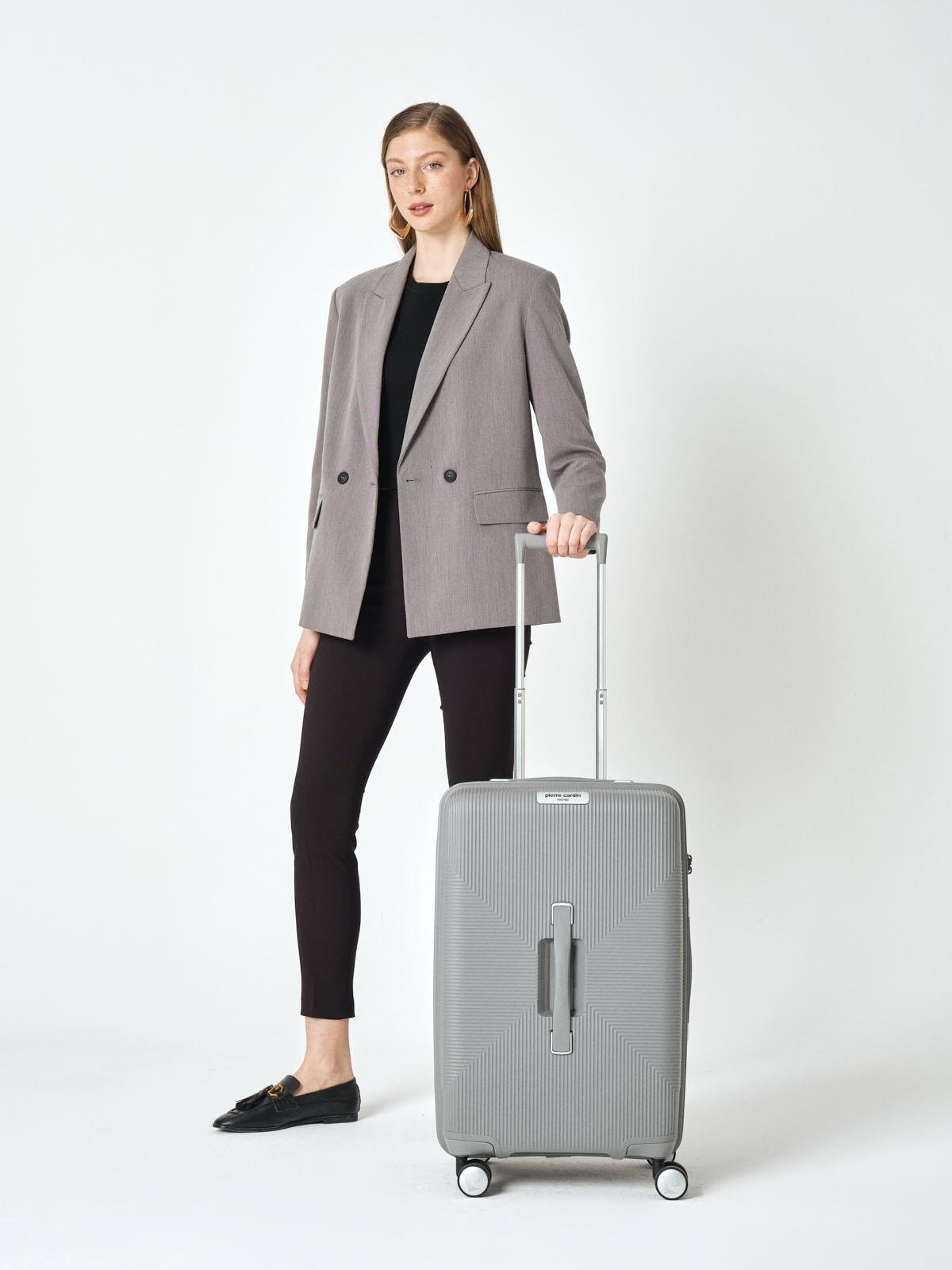 Pierre Cardin Orta Boy %100 Polipropilen Valiz Gri 04PC7080