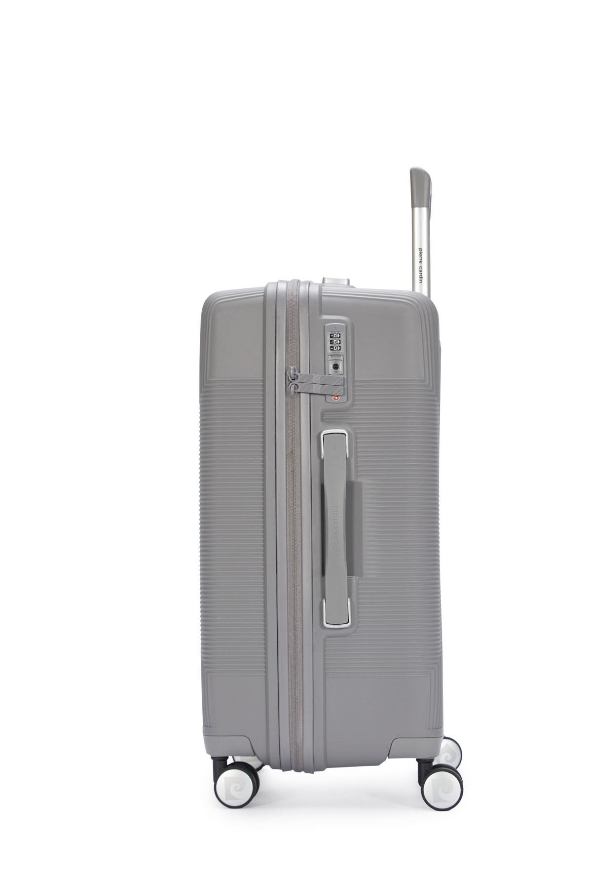 Pierre Cardin Orta Ve Kabin Boy 2'li Set %100 Polipropilen Valiz Gri 04PC7080