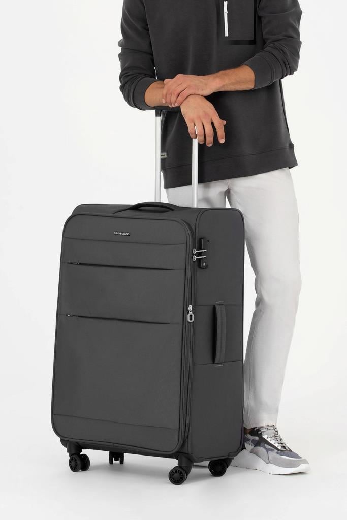 Pierre Cardin Ultra Light Hafif Lüx Kumaş Büyük Boy Valiz Antrasit 04PC4200