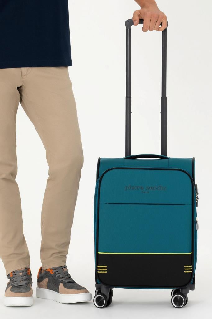 Pierre Cardin Ultra Light Hafif Lüx Kumaş Kabin Boy Valiz Petrol 04PC8200
