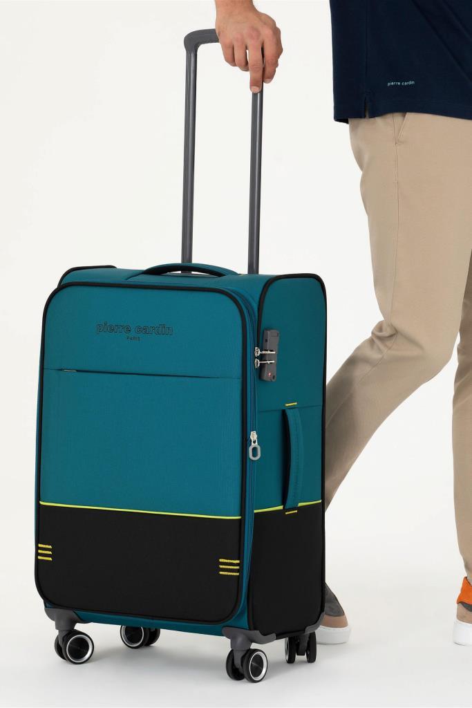 Pierre Cardin Ultra Light Hafif Lüx Kumaş Orta Boy Valiz Petrol 04PC8200