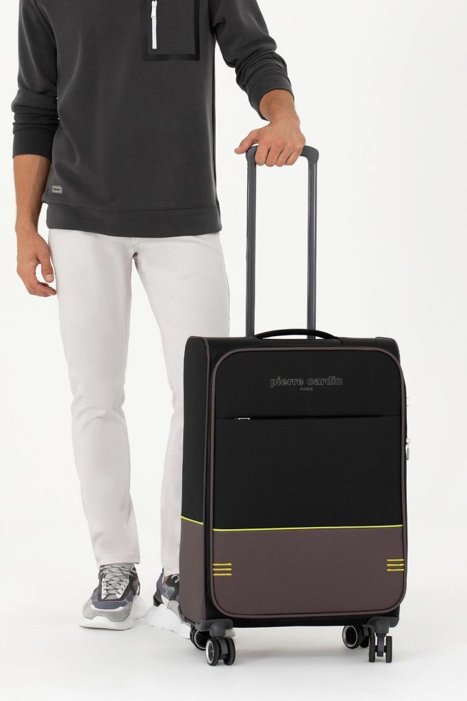 Pierre Cardin Ultra Light Hafif Lüx Kumaş Orta Boy Valiz Siyah 04PC8200