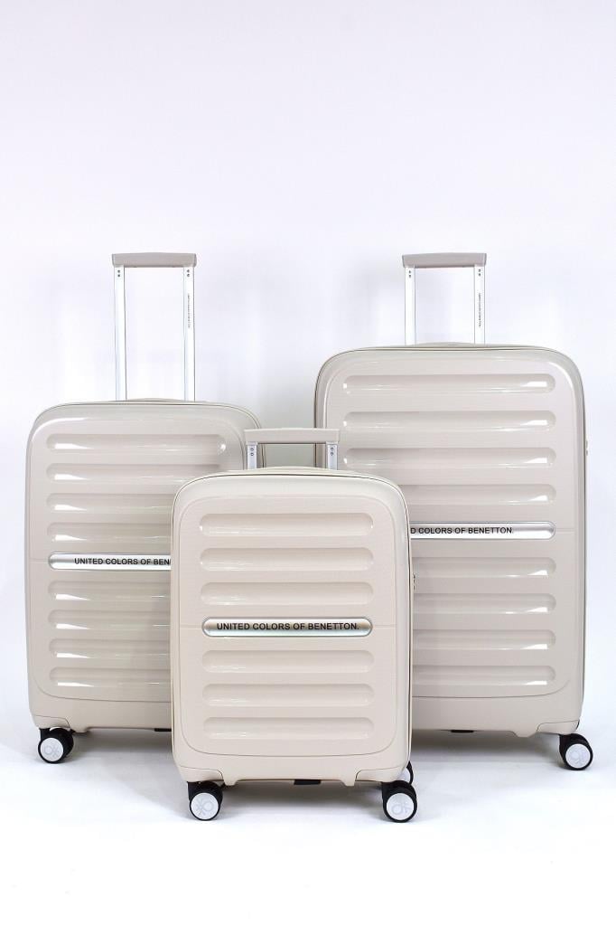 Polipropilen Kırılmaz 3'lü Valiz Seti Bej BNT1000