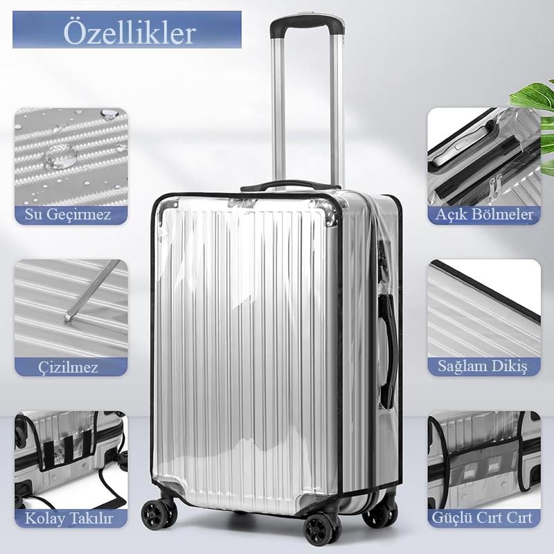 Şeffaf  Valiz Kılıfı Orta Boy