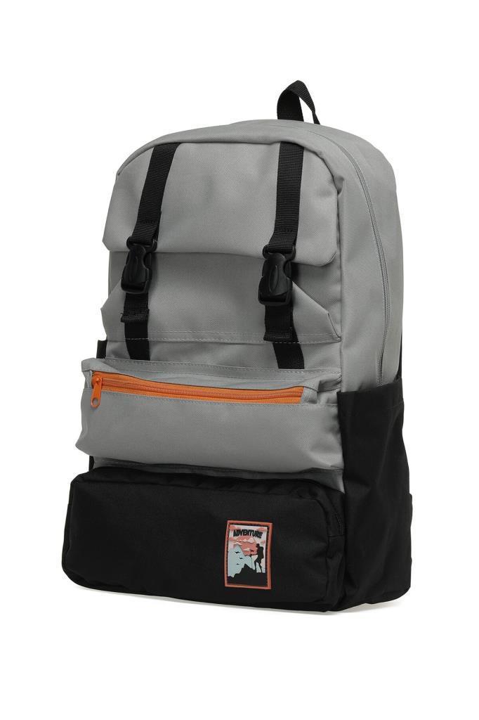 Trend Okul Sırt Çantası (Laptop Bölmeli) Gri- Siyah 1154