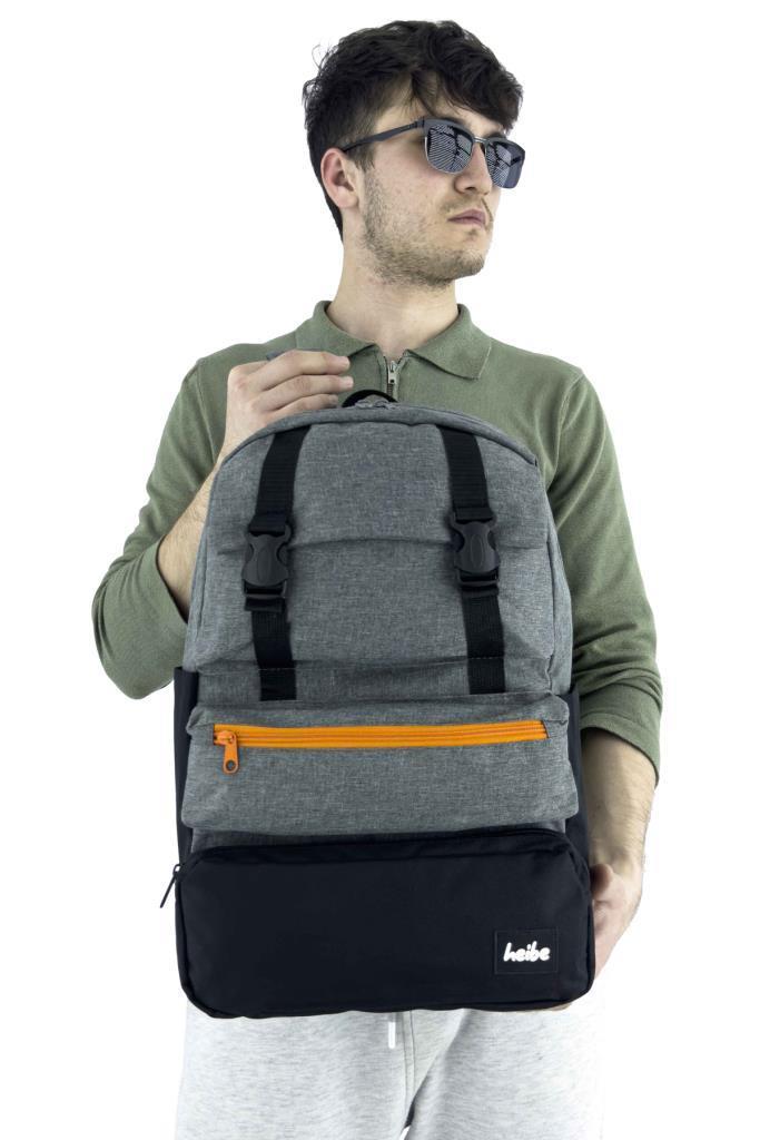 Trend Okul Sırt Çantası (Laptop Bölmeli) Antrasit- Siyah 1154