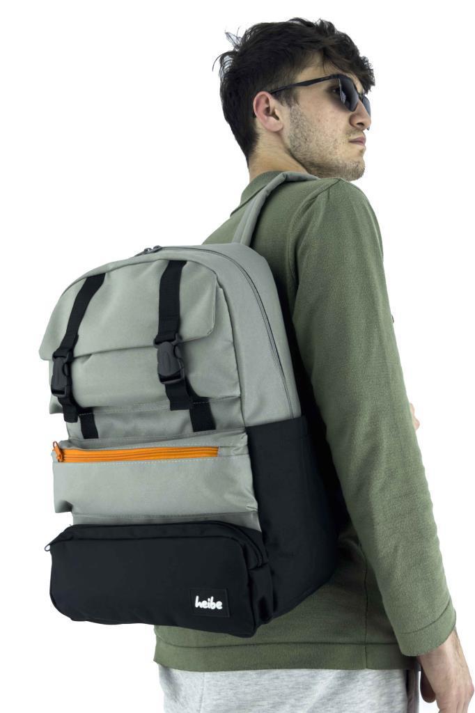Trend Okul Sırt Çantası (Laptop Bölmeli) Gri- Siyah 1154