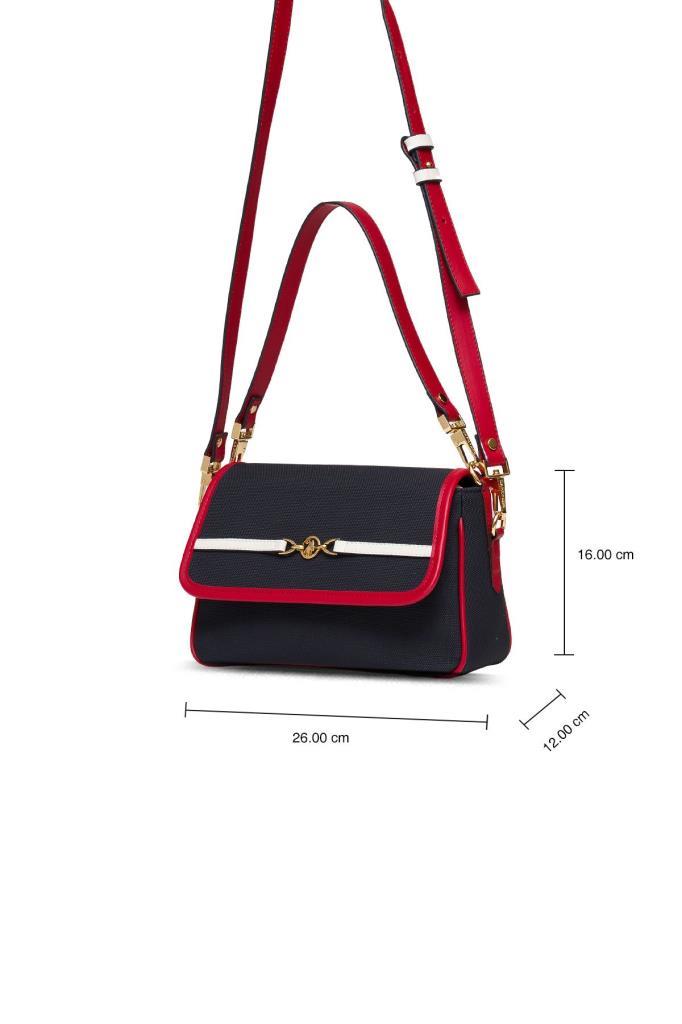 U.S. Polo Assn. Çapraz Askılı Kadın Çanta Lacivert-Beyaz-Kırmızı Us25241