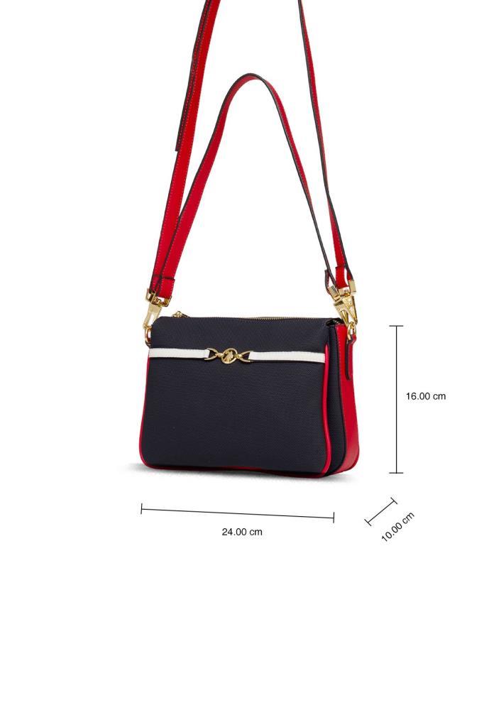 U.S. Polo Assn. Çapraz Askılı Kadın Çanta Lacivert-Beyaz-Kırmızı Us25237