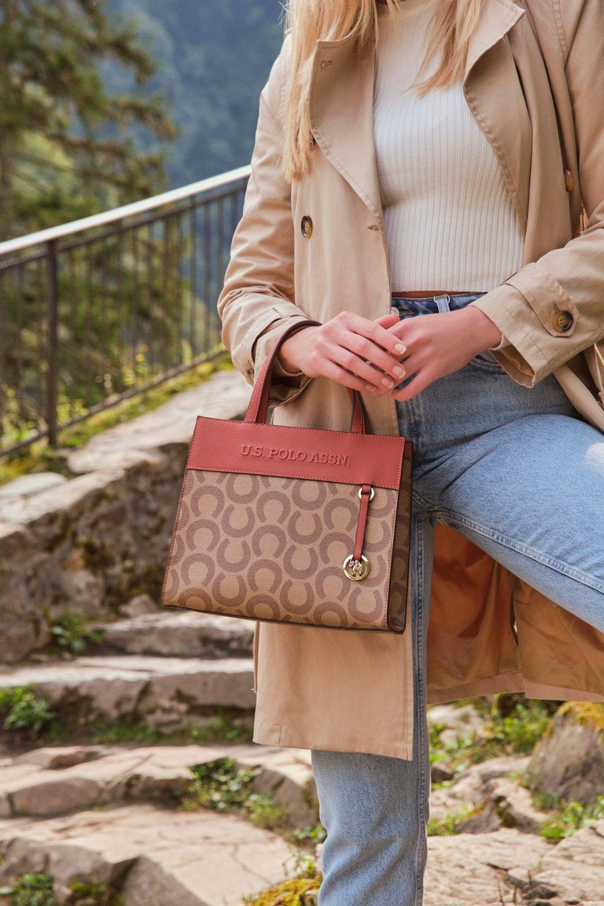 U.S. Polo Assn. Kadın Omuz Çanta Bej-Kiremit Us22518