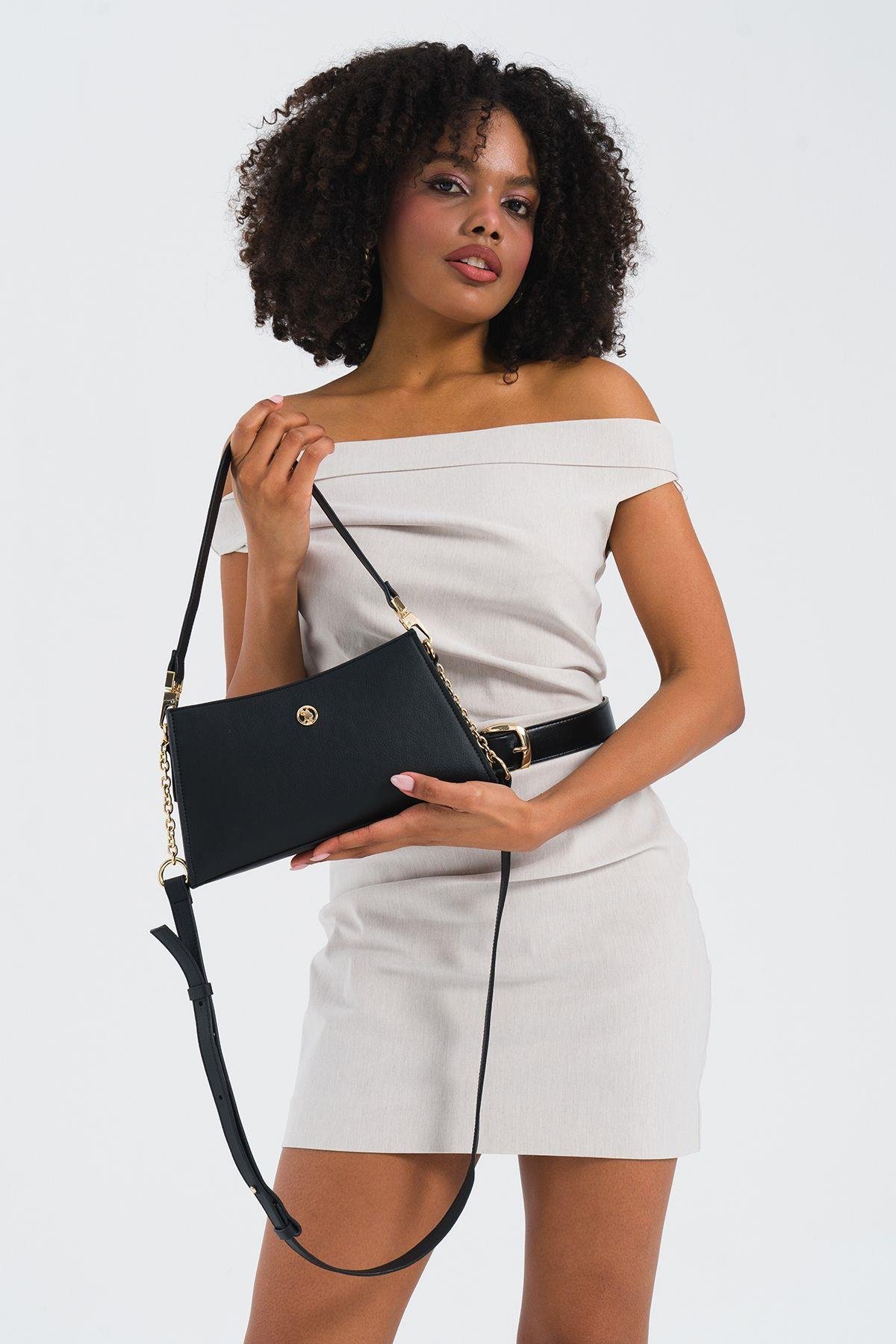 U.S. Polo Assn. Çapraz Askılı Kadın Çanta Siyah Us25134