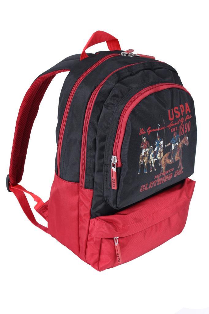 U.S. Polo Assn. Sırt Çantası Siyah Kırmızı 22040