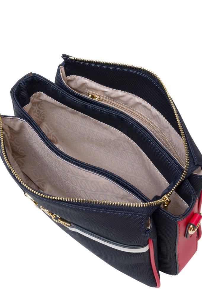 U.S. Polo Assn. Çapraz Askılı Kadın Çanta Lacivert-Beyaz-Kırmızı Us25237