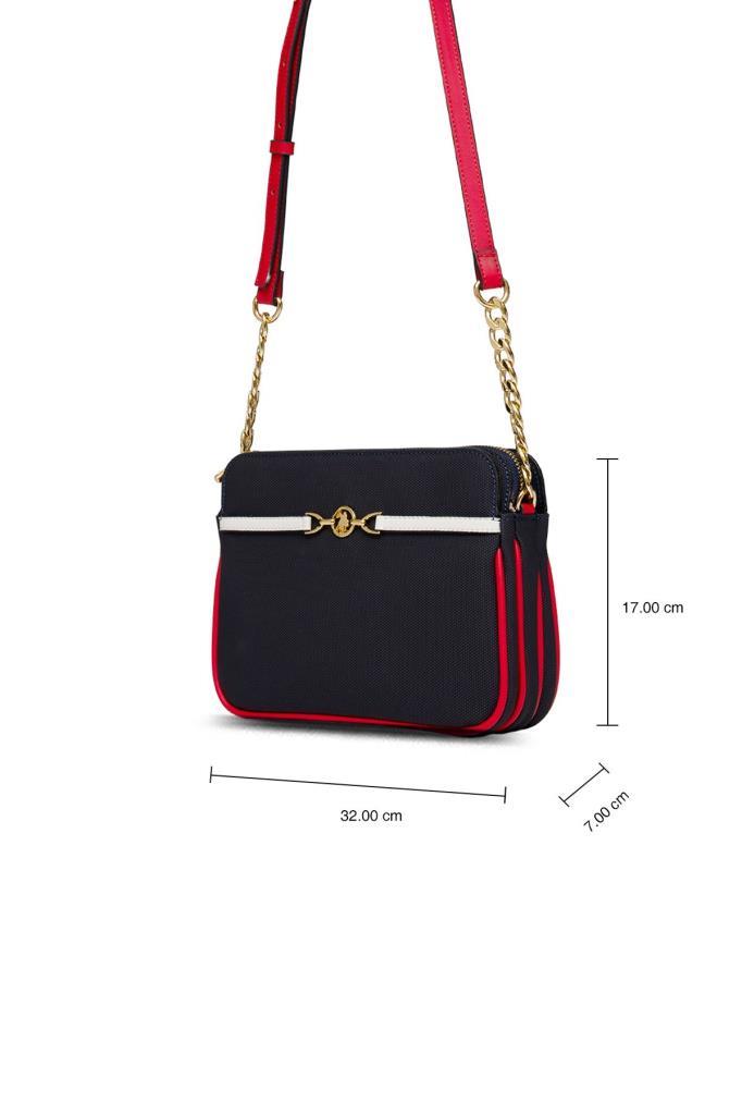 U.S. Polo Assn. Çapraz Askılı Kadın Çanta Lacivert-Beyaz-Kırmızı Us25239