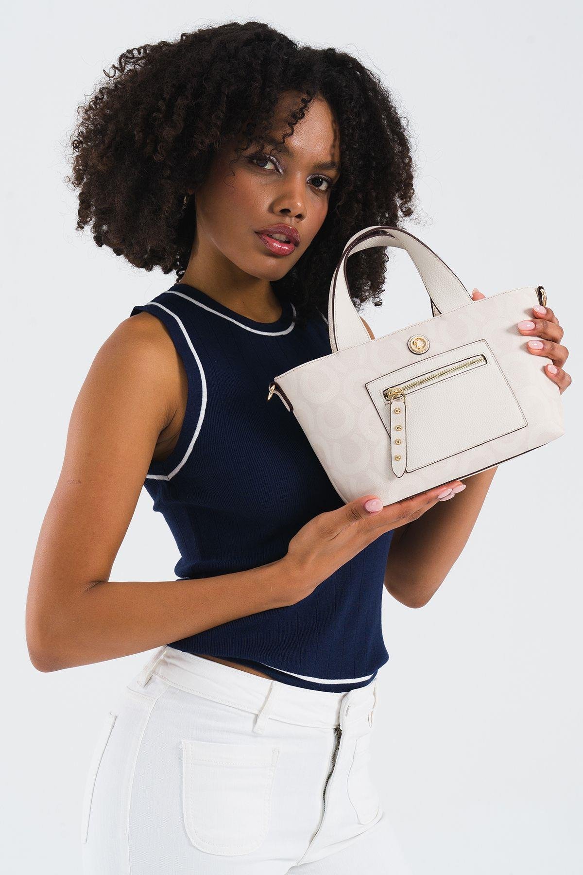 U.S. Polo Assn. Çapraz Askılı Kadın Çanta Ekru Us25150