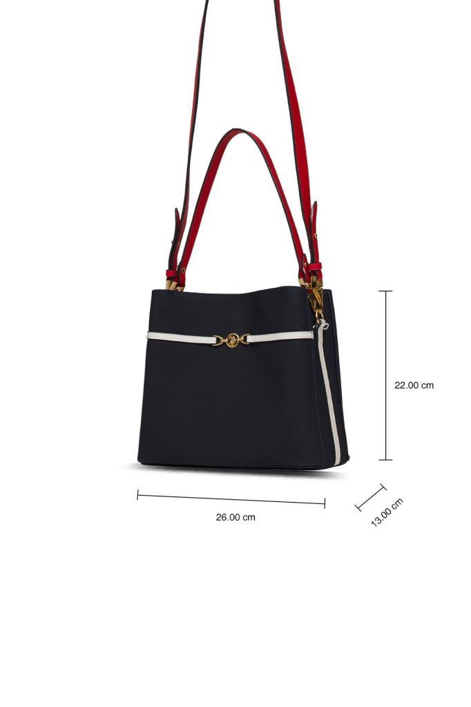 U.S. Polo Assn. Çapraz Askılı Kadın Çanta Lacivert-Beyaz-Kırmızı Us25238