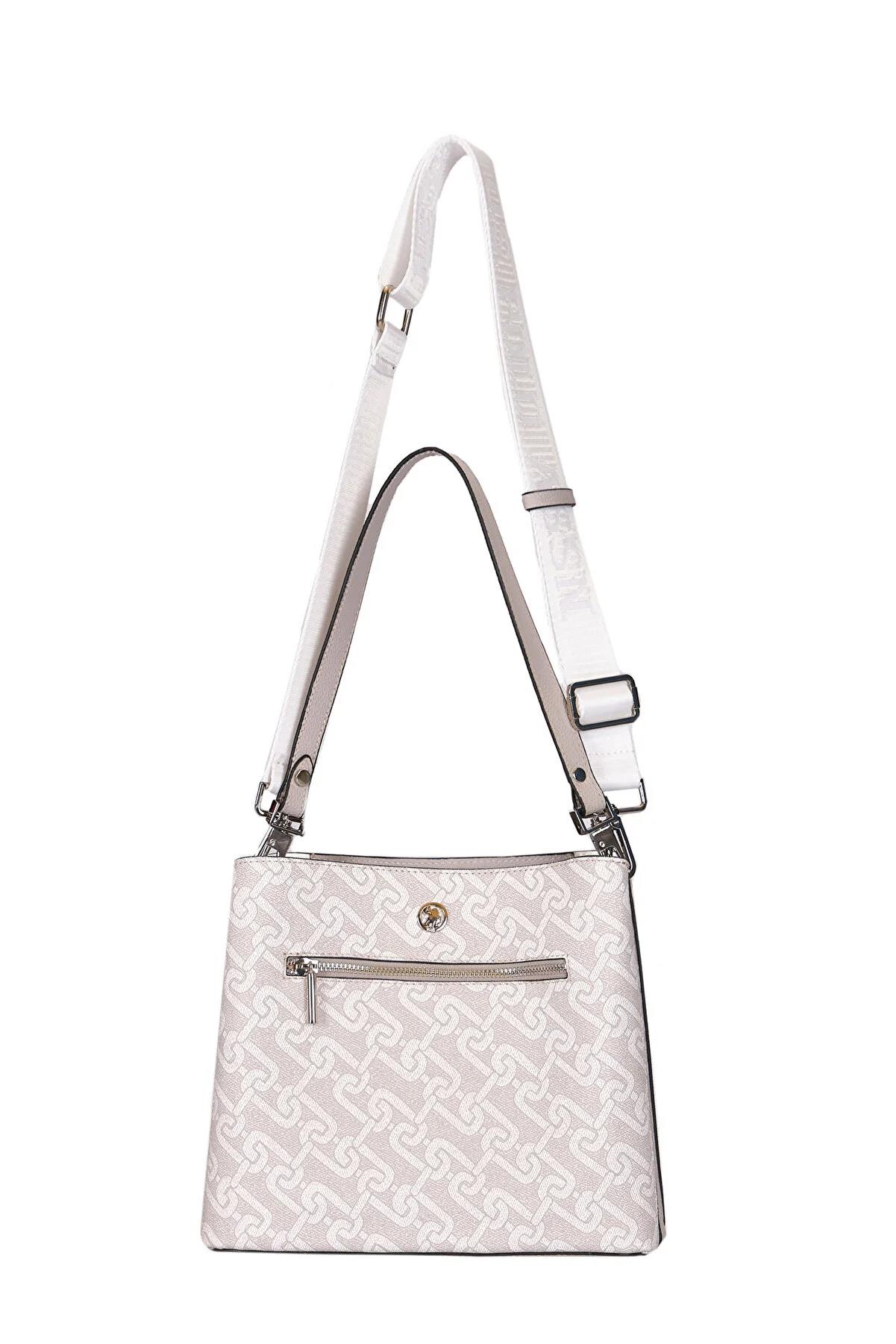 U.S. Polo Assn. Çapraz Askılı Kadın Çanta Beyaz-Gri Us24109