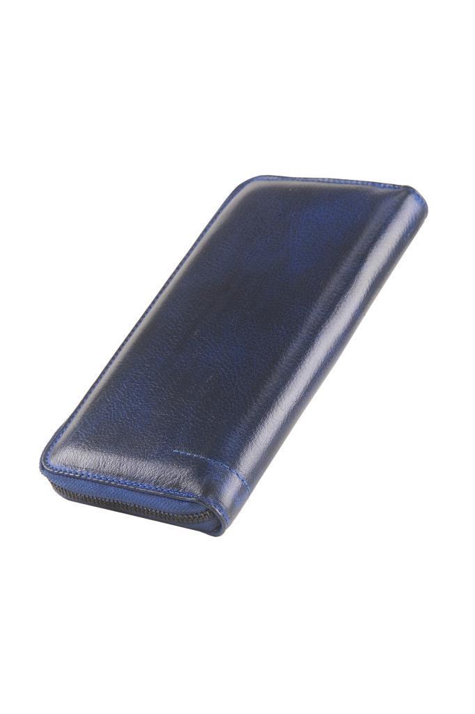 West Polo Hakiki Deri Cüzdan Eskitme Lacivert 851