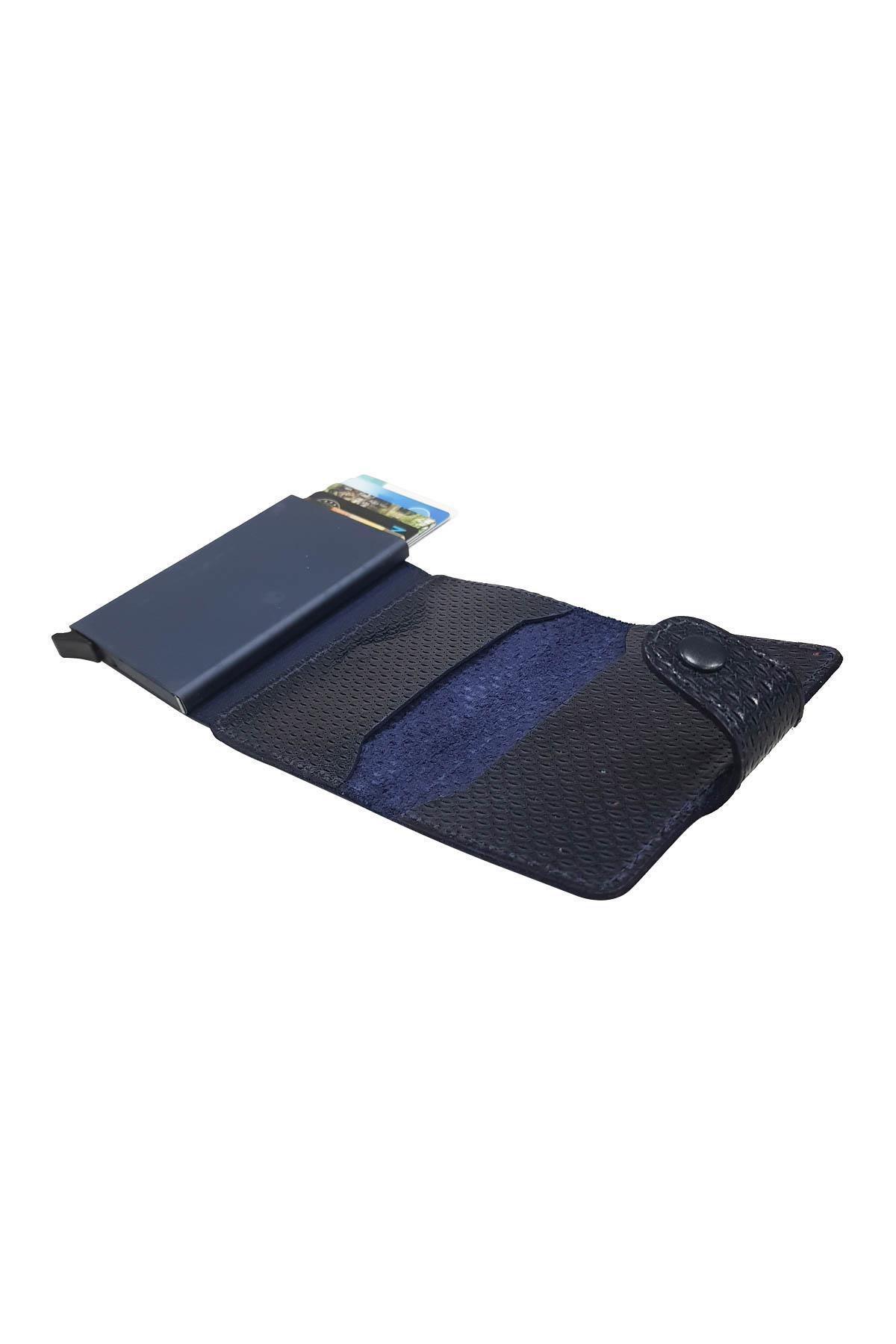 West Polo Mekanizmalı Kartlık Hakiki Deri Çizgili Lacivert 5510