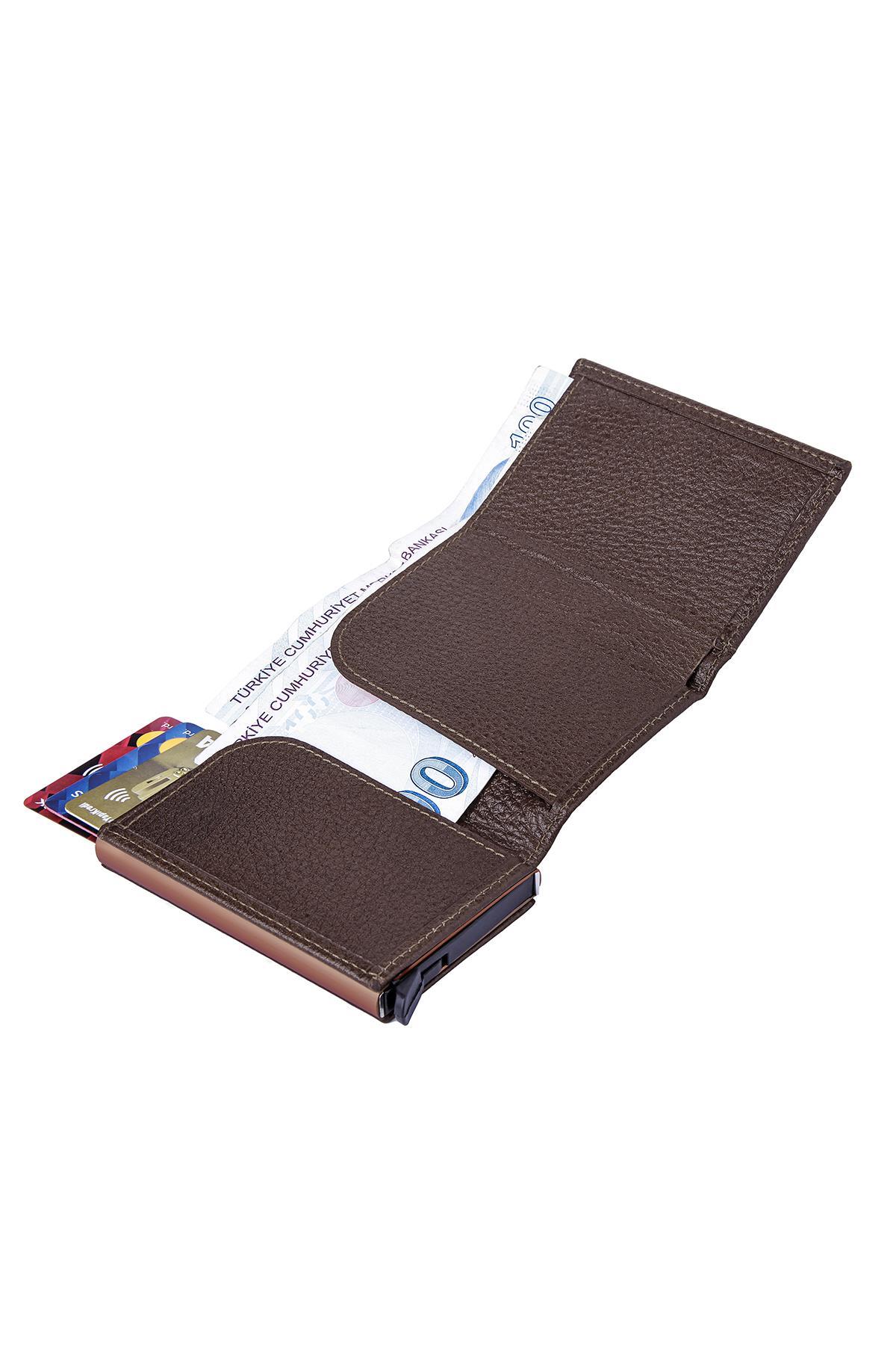 West Polo Mekanizmalı Kartlık Hakiki Deri Kahverengi 5540