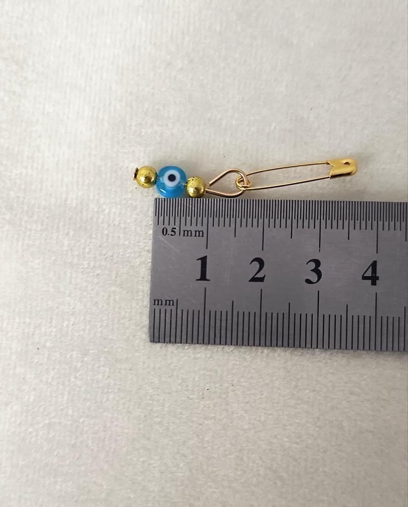 10 Adet 0.5 mm Yassı Turkuaz Maşallahlık İğneli Cam Nazar Boncuğu