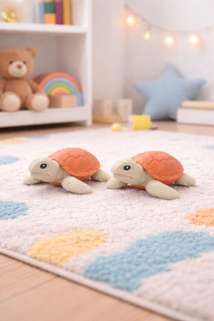 2’li Sevimli Kaplumbağa Biblo Seti – Dekoratif Obje – 8x7 cm Mini Masa & Çocuk Odası
