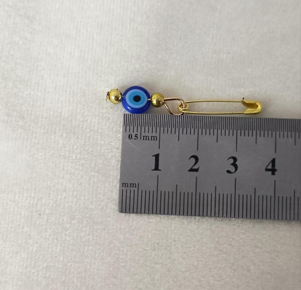 20 Adet 0.8 mm Yassı Mavi Maşallahlık İğneli Cam Nazar Boncuğu