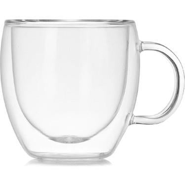 250 ML Çift Cidarlı Cam Çay Kahve Süt Kupa Bardak Borosilikat Cam Şarap 