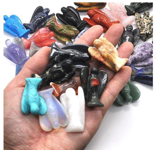 3.5 Cm Mini Melek Heykel Doğal Değerli Taş Oyma Cep Koruyucu Taşı Şanslı  