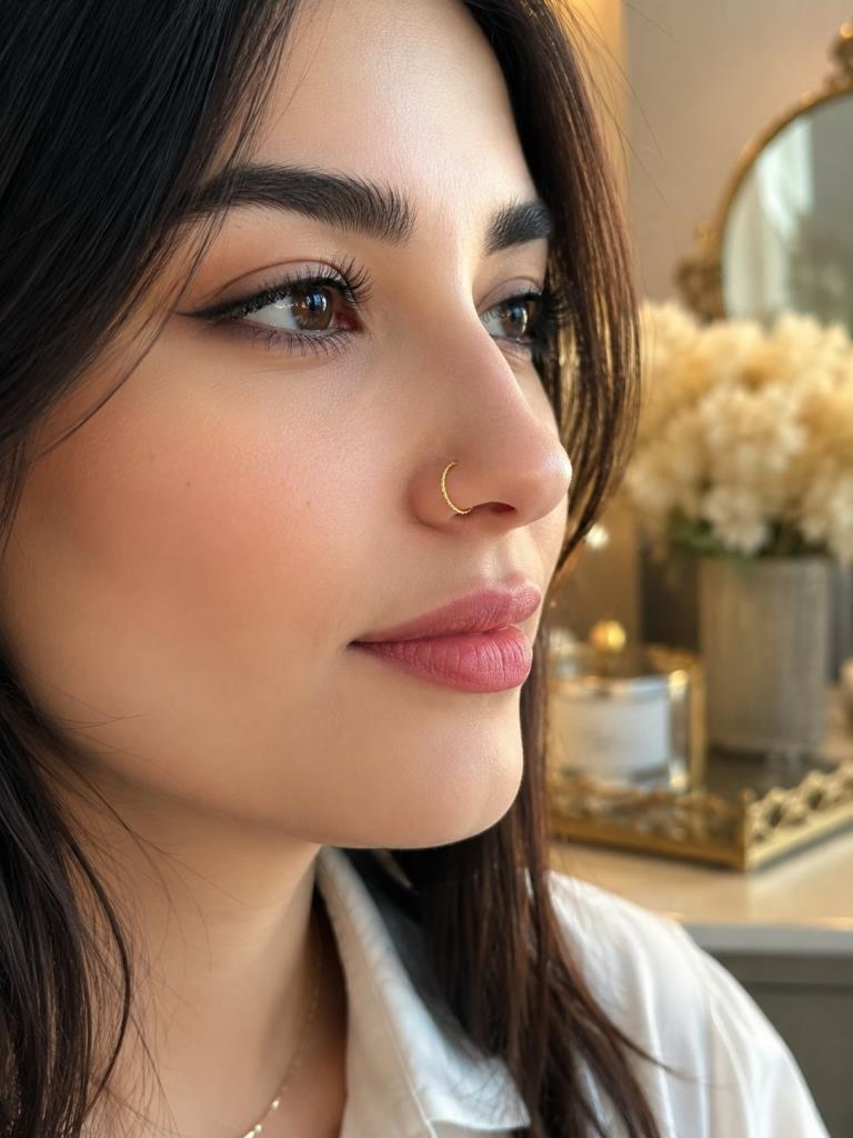 925 Ayar Gümüş Altın Renk Halka Burun Hızması Piercing Unisex Minimal Burun Piercing