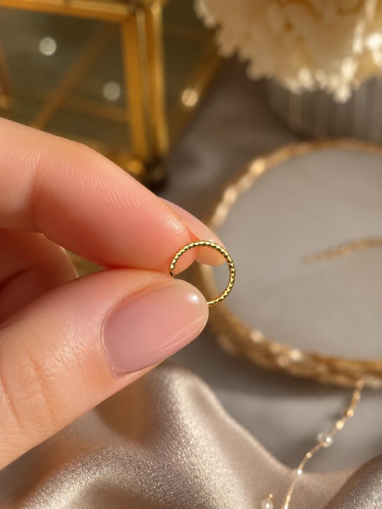 925 Ayar Gümüş Altın Renk Halka Burun Hızması Piercing Unisex Minimal Burun Piercing