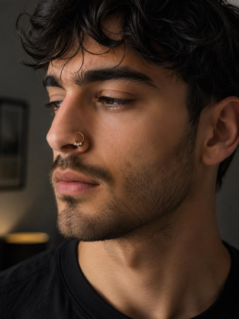 925 Ayar Gümüş Minimal Burun Hızması Piercing Zirkon Taşlı Unisex Halka Nose Ring Günlük Kullanım Şık Tasarım