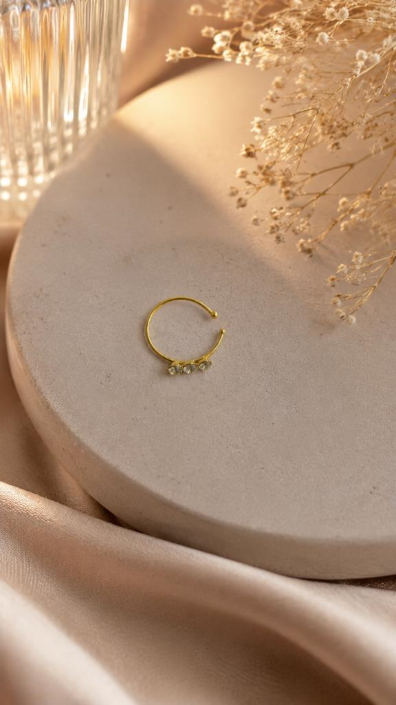 925 Ayar Gümüş Minimal Burun Hızması Piercing Zirkon Taşlı Unisex Halka Nose Ring Günlük Kullanım Şık Tasarım