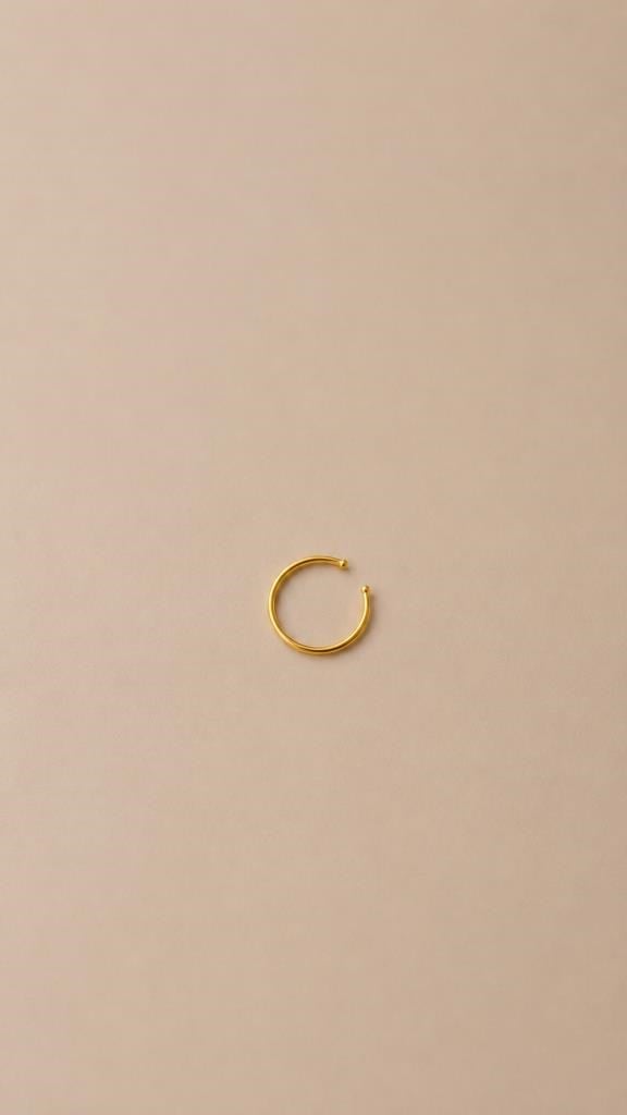 925 Ayar Gümüş Minimal Gold Renk Halka Burun Piercing Nose Ring 