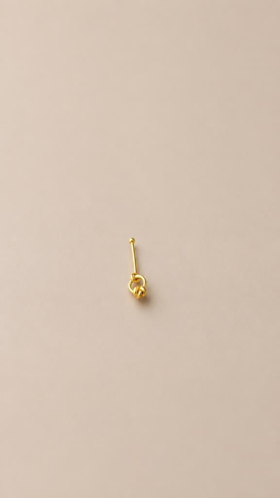 925 Ayar Gümüş Unisex Burun Hızması Gold Renk Minimal Piercing Nose Stud Kadın Erkek