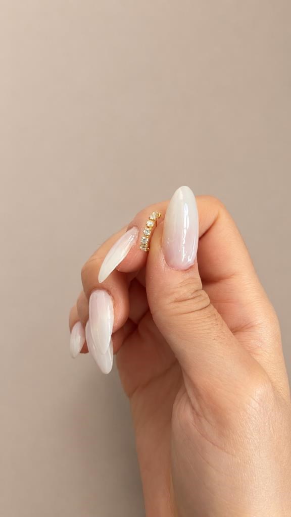 925 Ayar Gümüş Unisex Septum Burun Piercing Gold Renk Zirkon Taşlı Minimal Halka Küpe