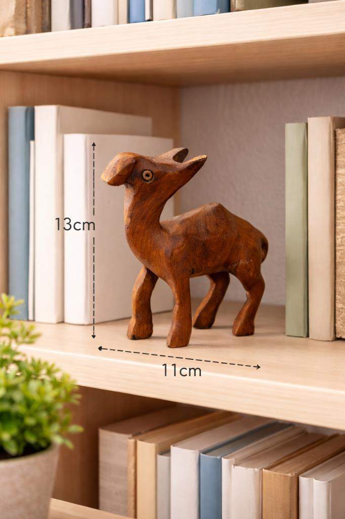 Ahşap Deve Biblo 13 cm | El Yapımı Doğal Ahşap Dekoratif Figür