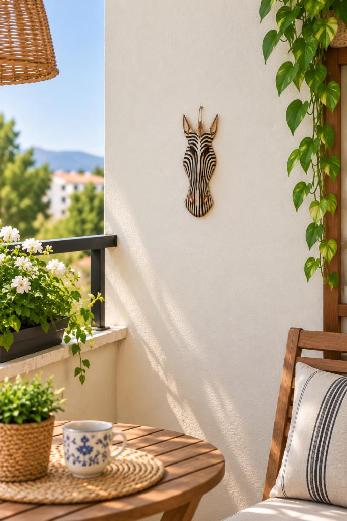 Ahşap Maske 31 cm Zebra Dekoratif Etnik Duvar Süsü  