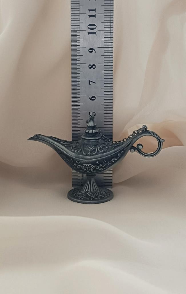Alaaddin Sihirli Lamba Genie Lamp İbrik Biblo Dekorasyon Küçük Boy Gri 