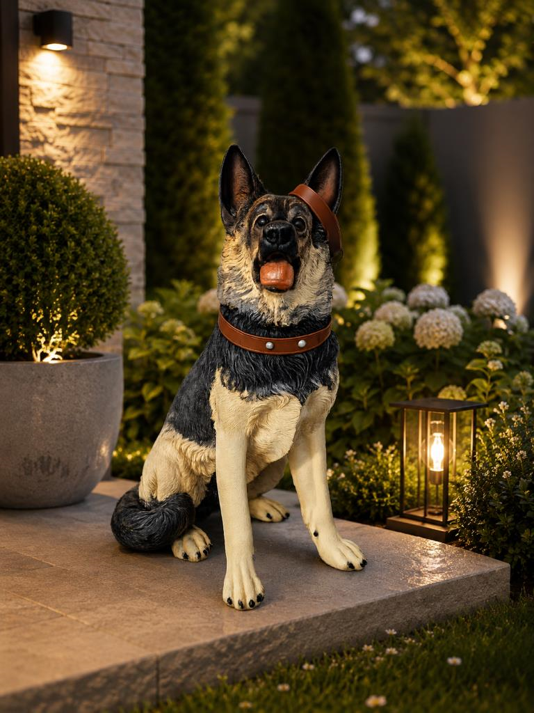 Alman Kurdu Köpek Heykeli 83 cm Büyük Boy Bahçe Dekoru Biblo 