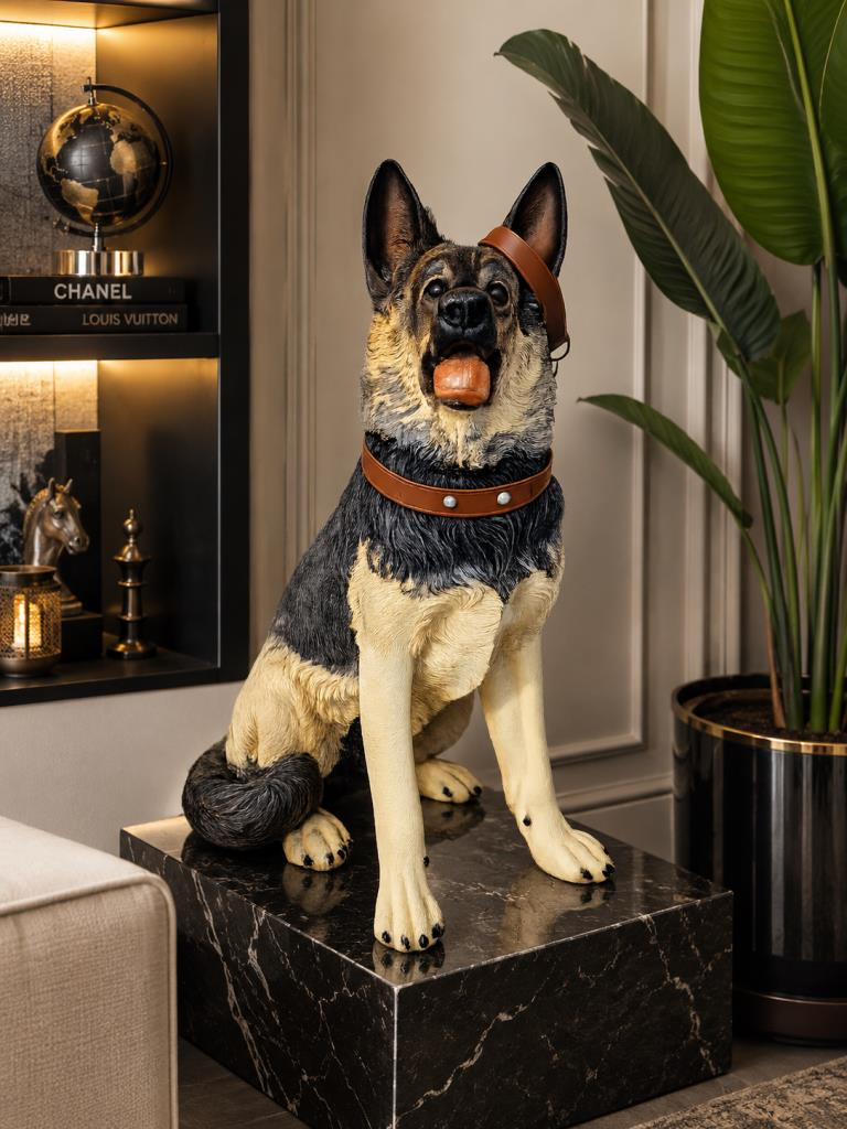 Alman Kurdu Köpek Heykeli 83 cm Büyük Boy Bahçe Dekoru Biblo 