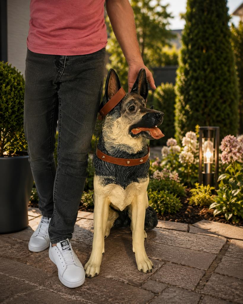 Alman Kurdu Köpek Heykeli 83 cm Büyük Boy Bahçe Dekoru Biblo 