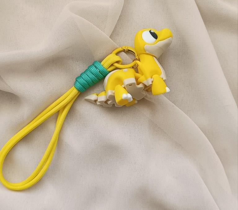 Anahtarlık Çanta Süsü 3D Dinozor Oynar Eklem Oyuncak Yılbaşı Doğum Günü Hediye Sarı